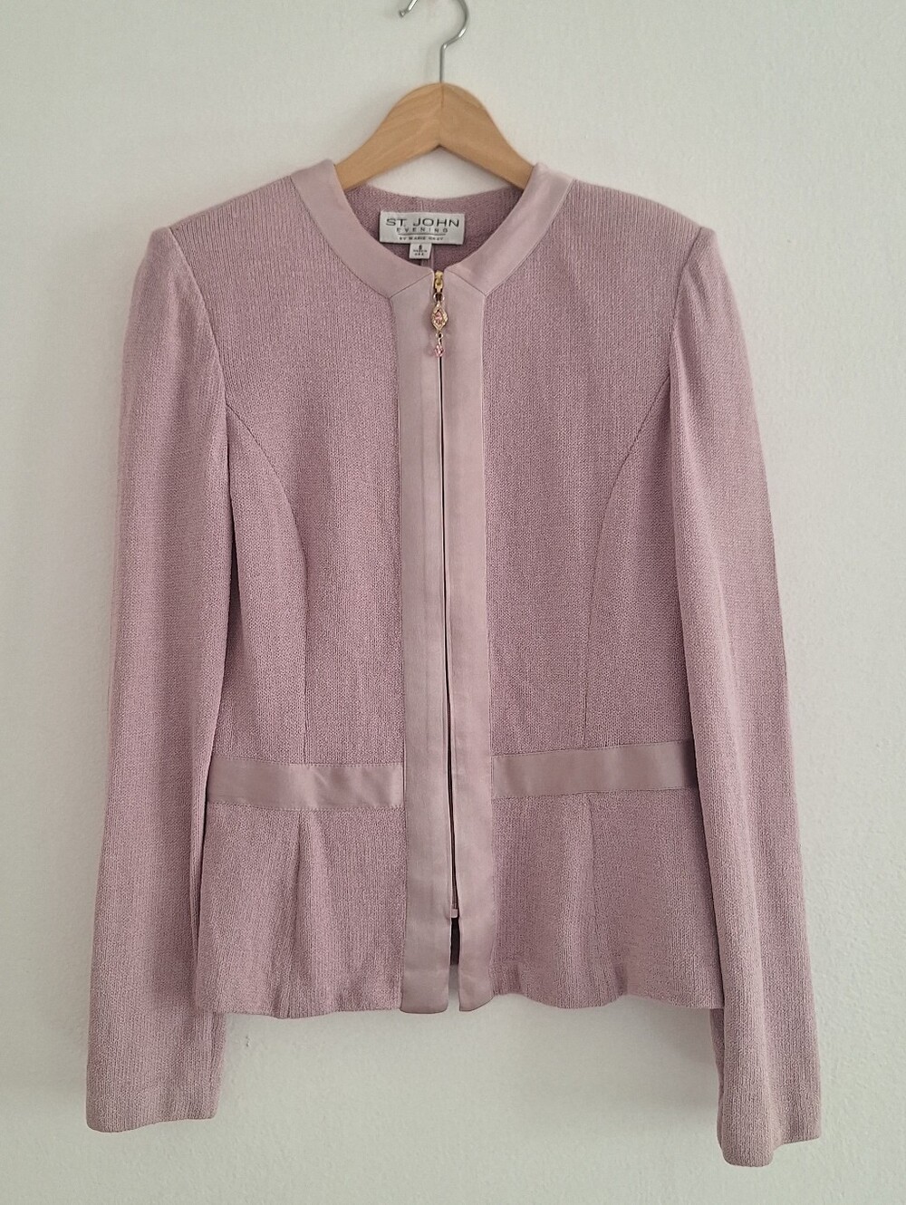 St. John Dusty Pink  Zip-Front Knit Blazer